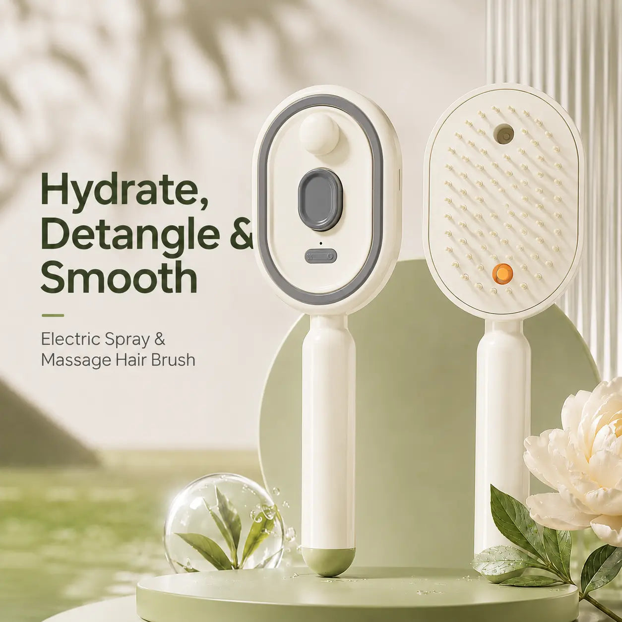 Electric Spray Air Cushion Massage Comb with Self-Cleaning, Anti-Tangle, Anti-Static, Volumizing Functions and Essential Oil Mist Aromatherapy Hair Care
