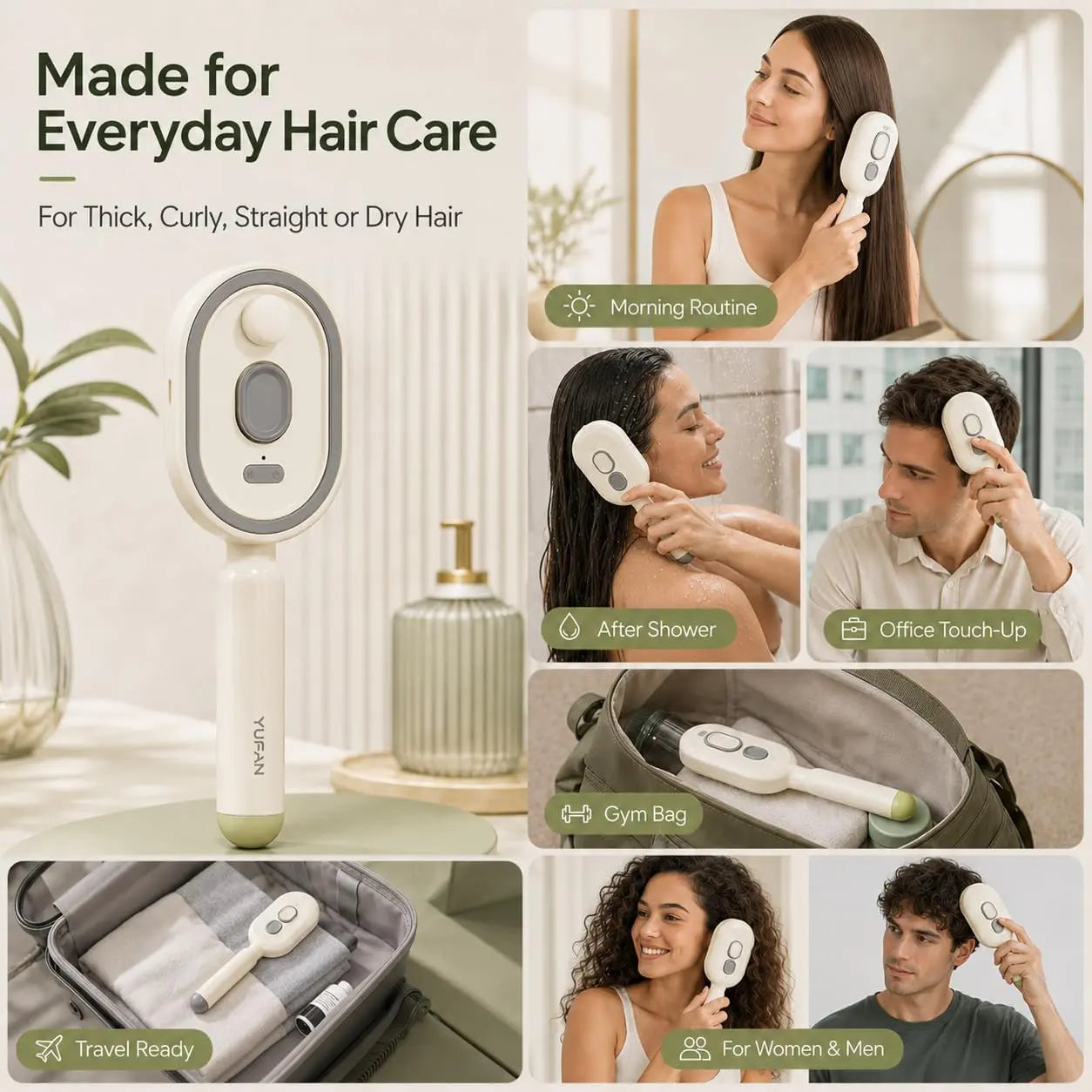 Electric Spray Air Cushion Massage Comb with Self-Cleaning, Anti-Tangle, Anti-Static, Volumizing Functions and Essential Oil Mist Aromatherapy Hair Care